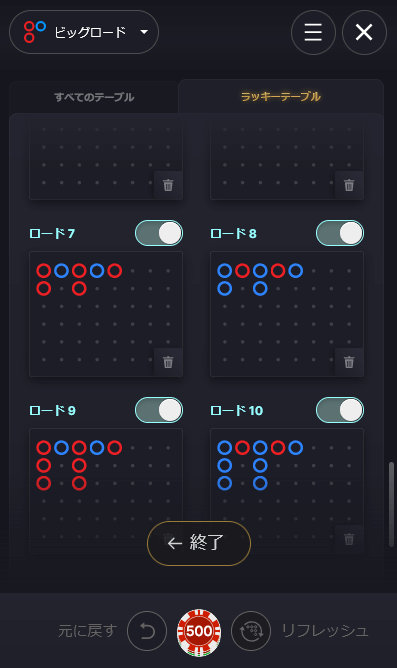 ラッキーテーブル機能の設定方法